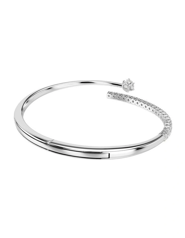 Matrix bangle Round cut Rhodium plated in White image 4