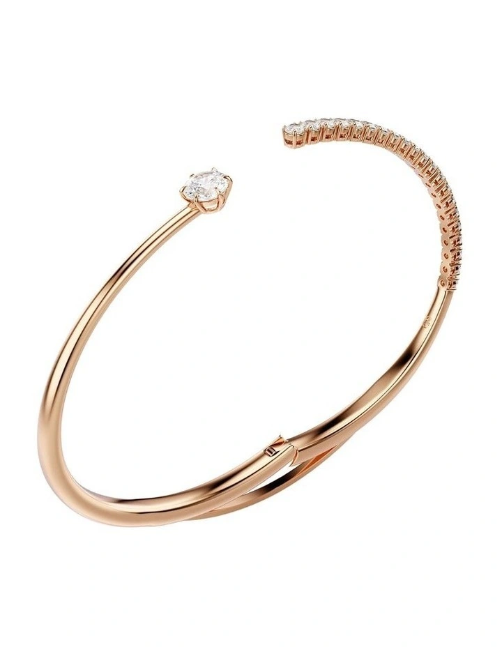 Matrix bangle Round cut 18K rose gold finish in White image 3