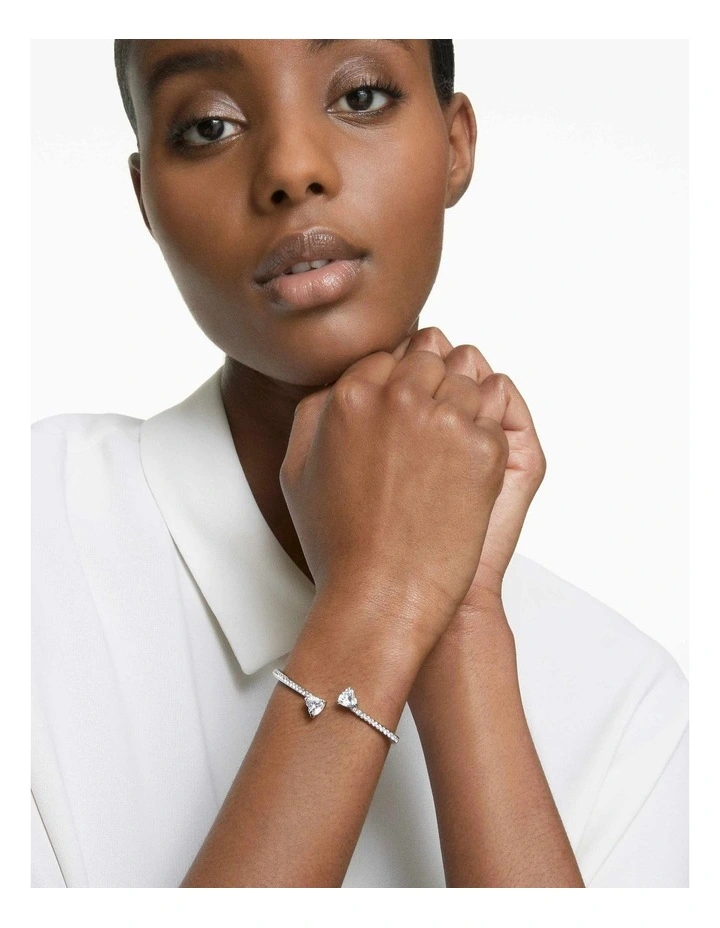 Mesmera bangle Heart Rhodium plated in White image 5