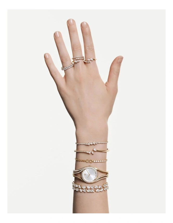 Mesmera bangle Mixed cuts 18K gold finish in White image 6