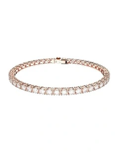 Matrix Tennis bracelet Round cut 18K rose gold finish in White
