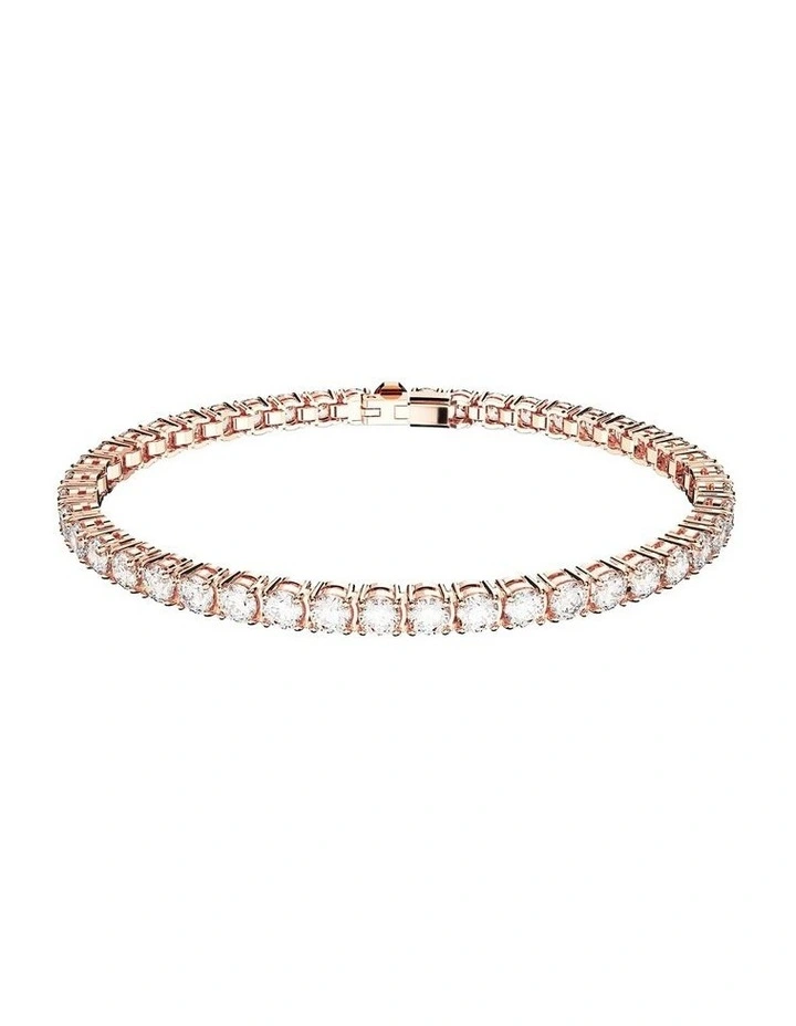 Matrix Tennis bracelet Round cut 18K rose gold finish in White image 1