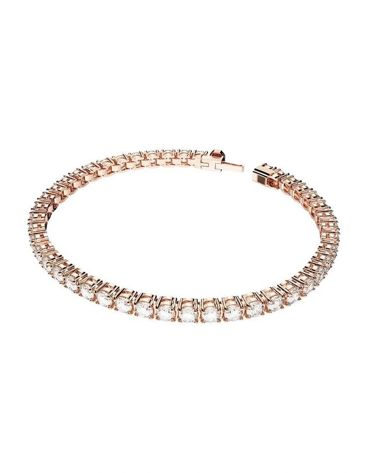 Matrix Tennis bracelet Round cut 18K rose gold finish in White image 2