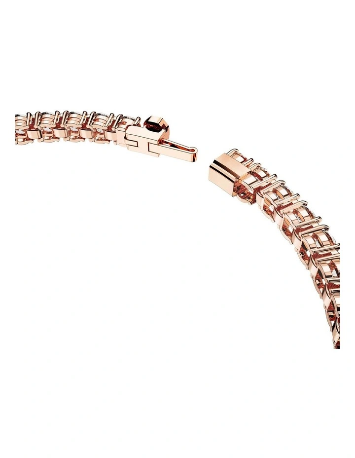 Matrix Tennis bracelet Round cut 18K rose gold finish in White image 3