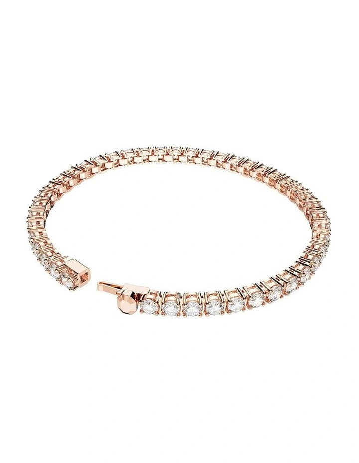 Matrix Tennis bracelet Round cut 18K rose gold finish in White image 4