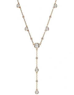 Imber Y necklace Round cut 18K rose gold finish in White