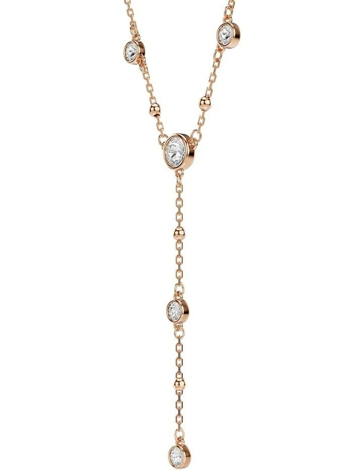 Imber Y necklace Round cut 18K rose gold finish in White image 3