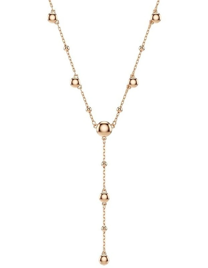 Imber Y necklace Round cut 18K rose gold finish in White image 5