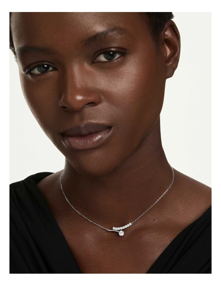Matrix necklace Round cut Rhodium plated in White image 6