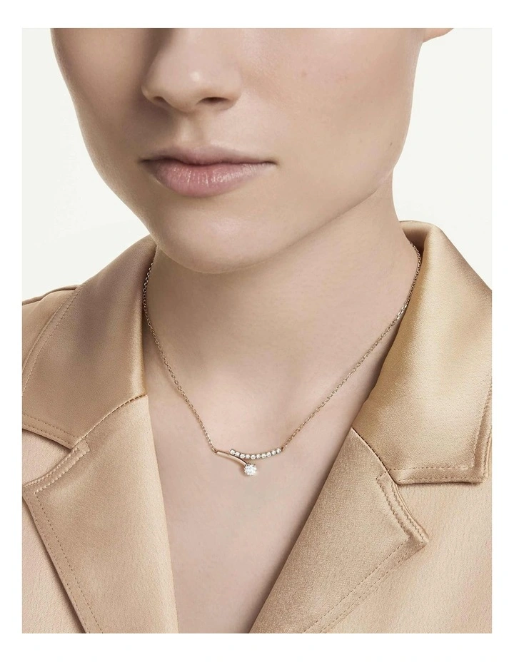 Matrix necklace Round cut 18K rose gold finish in White image 6
