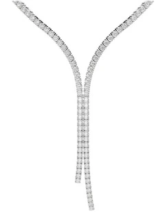 Matrix Y necklace Round cut Rhodium plated in White