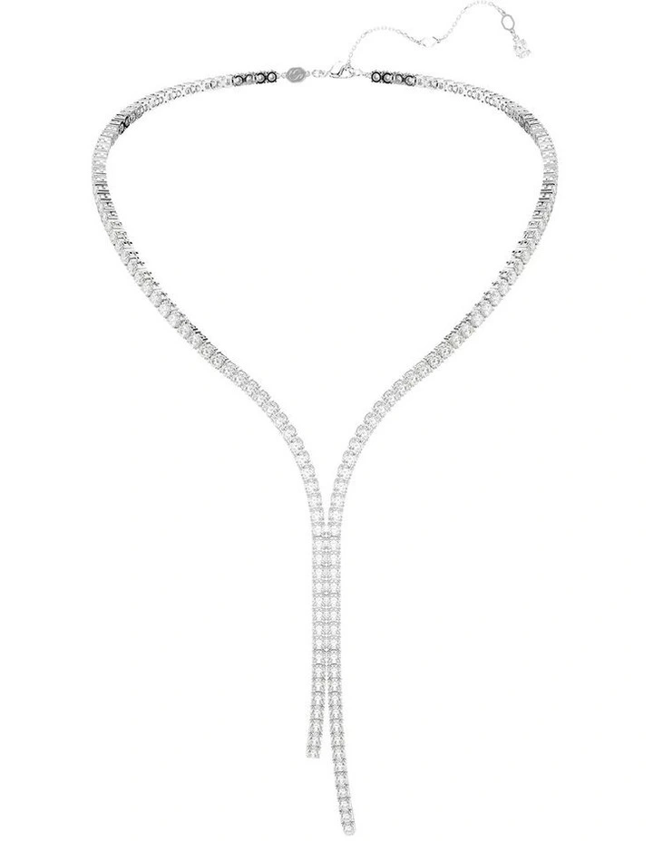 Matrix Y necklace Round cut Rhodium plated in White image 2