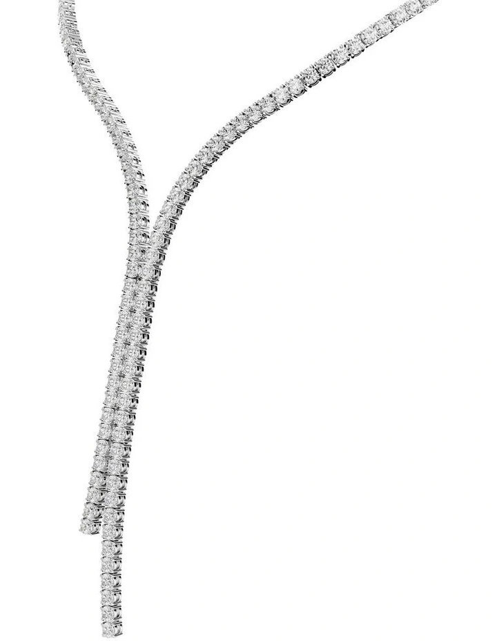 Matrix Y necklace Round cut Rhodium plated in White image 3