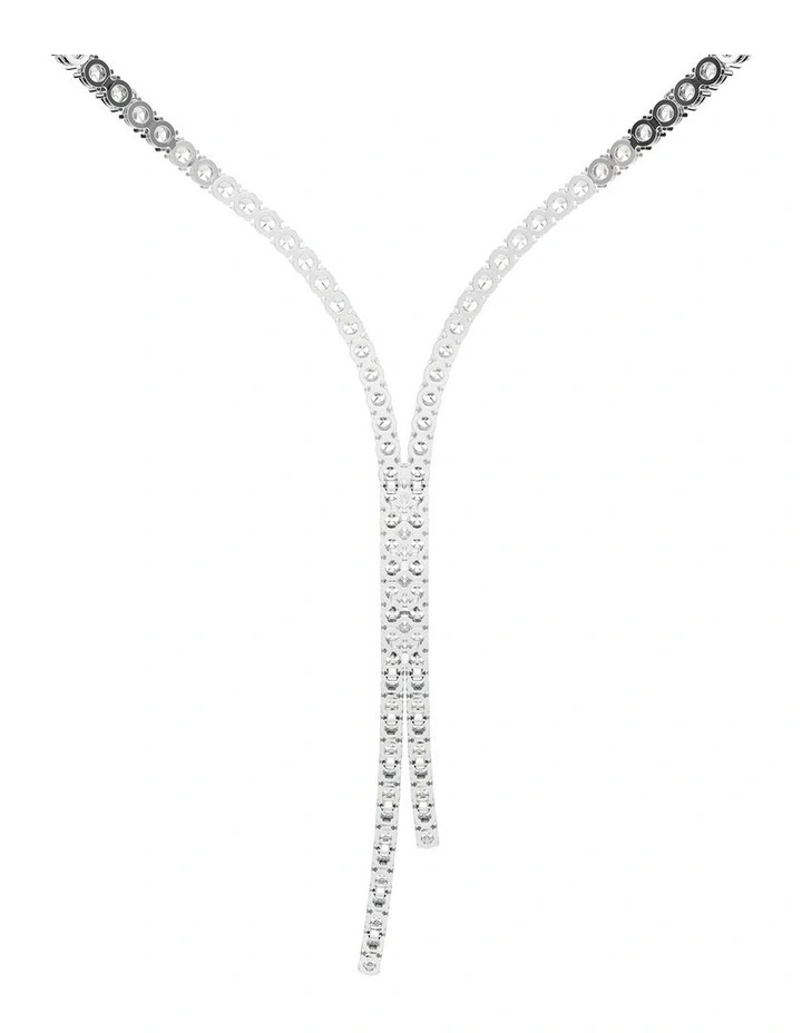 Matrix Y necklace Round cut Rhodium plated in White image 5
