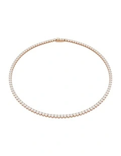 Matrix Tennis necklace Round cut 18K rose gold finish in White