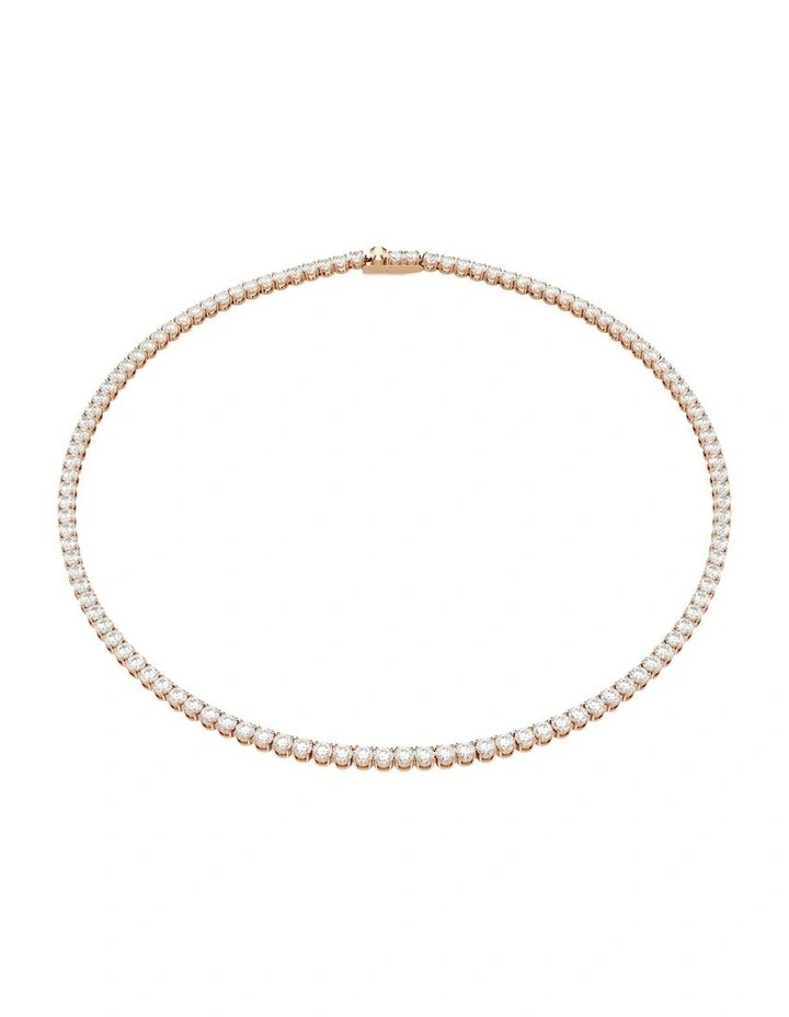 Matrix Tennis necklace Round cut 18K rose gold finish in White image 1
