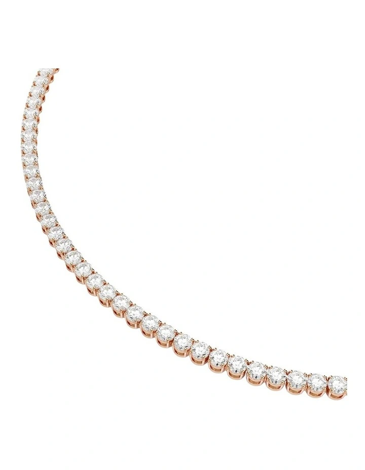 Matrix Tennis necklace Round cut 18K rose gold finish in White image 2
