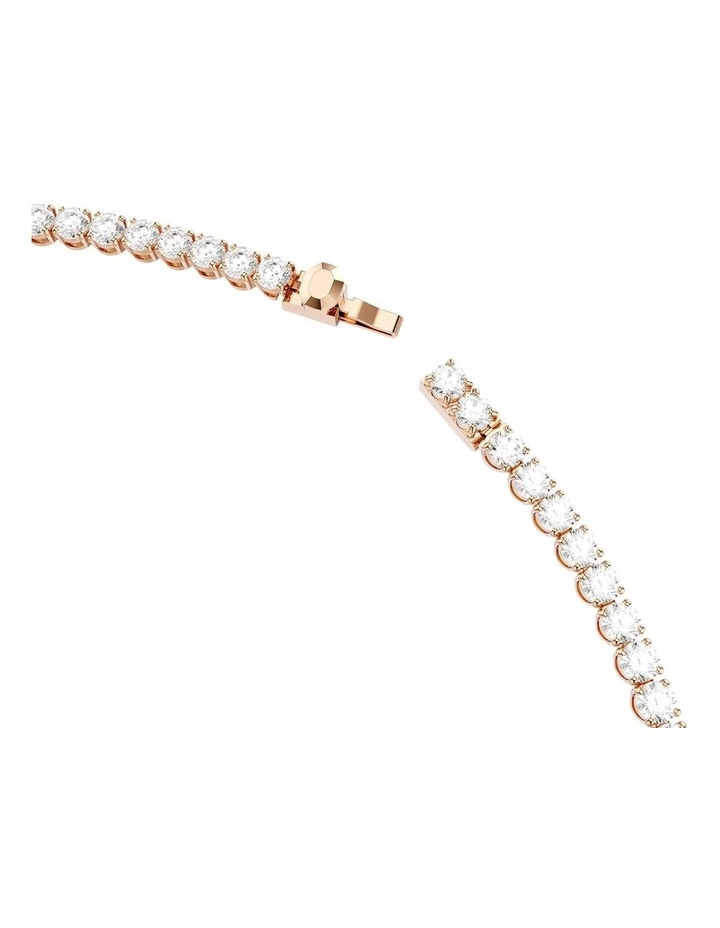 Matrix Tennis necklace Round cut 18K rose gold finish in White image 3