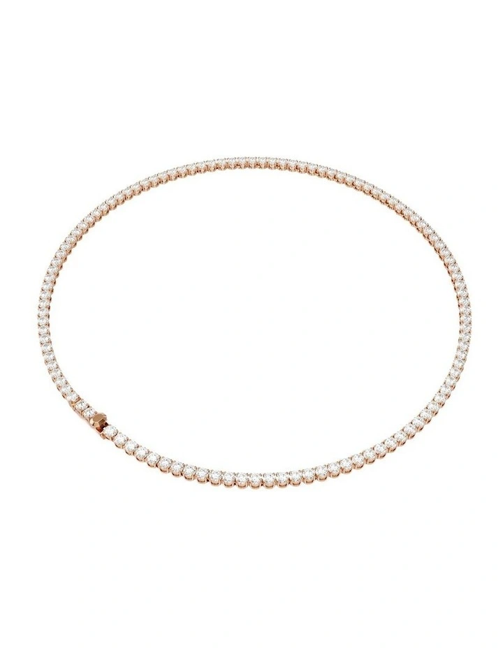 Matrix Tennis necklace Round cut 18K rose gold finish in White image 4