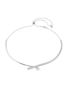 Matrix necklace Round cut Rhodium plated in White