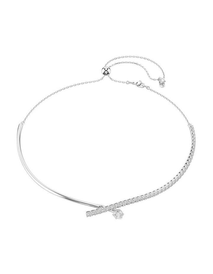 Matrix necklace Round cut Rhodium plated in White image 1