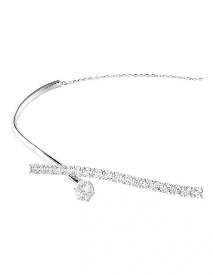 Matrix necklace Round cut Rhodium plated in White image 2
