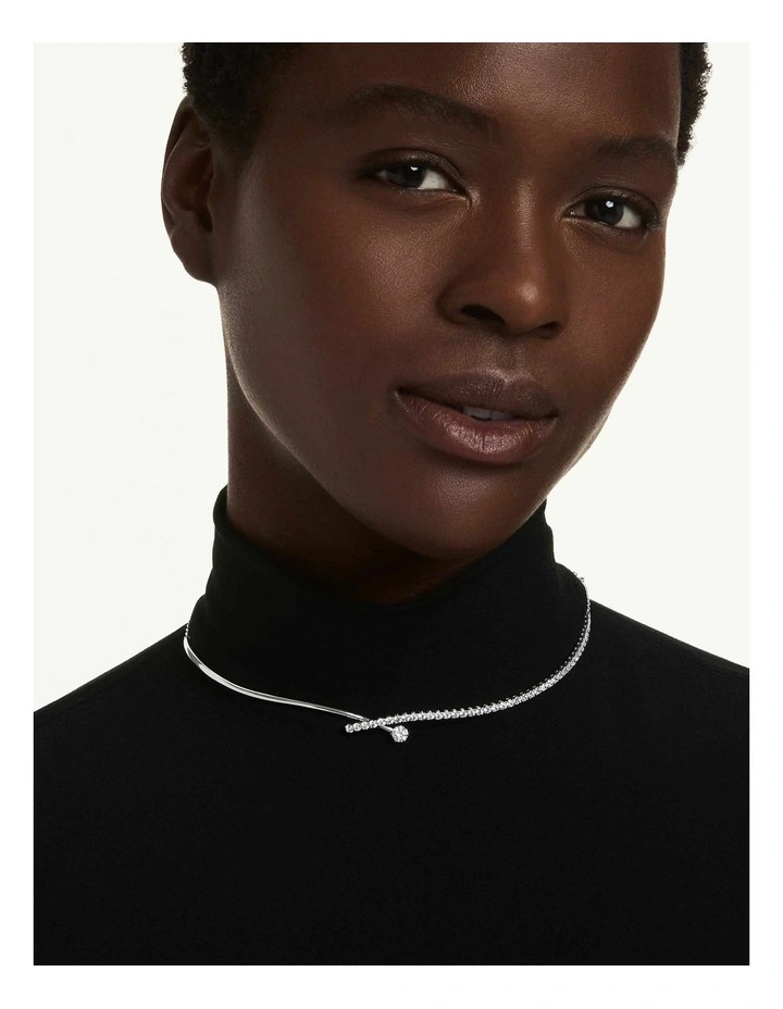 Matrix necklace Round cut Rhodium plated in White image 5
