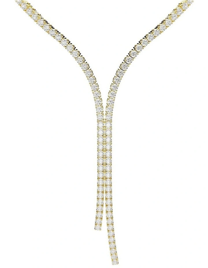 Matrix Y necklace Round cut 18K gold finish in White image 1