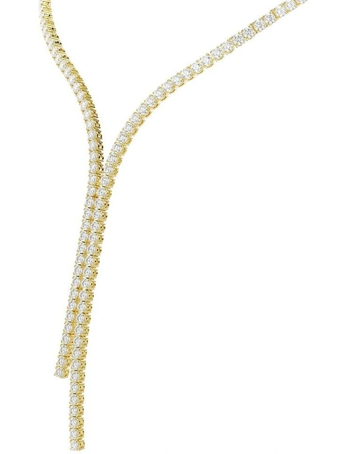 Matrix Y necklace Round cut 18K gold finish in White image 4