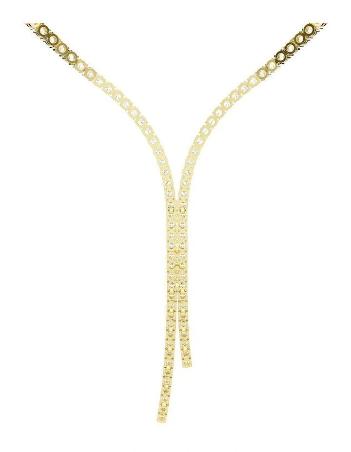 Matrix Y necklace Round cut 18K gold finish in White image 5