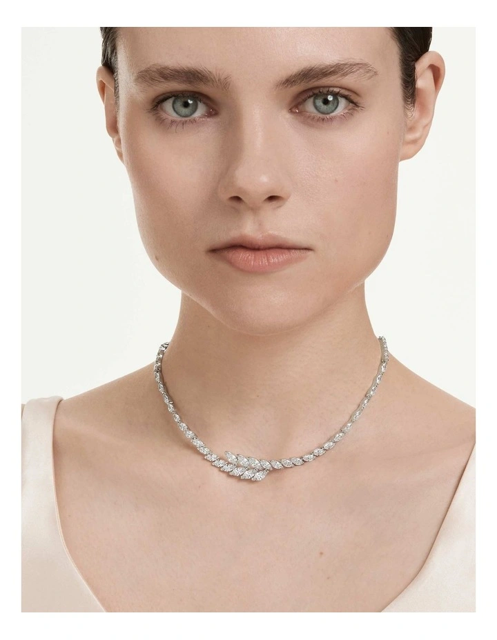 Mesmera necklace Marquise cut Rhodium plated in White image 5