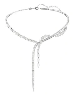 Mesmera Y necklace Mixed cuts Rhodium plated in White