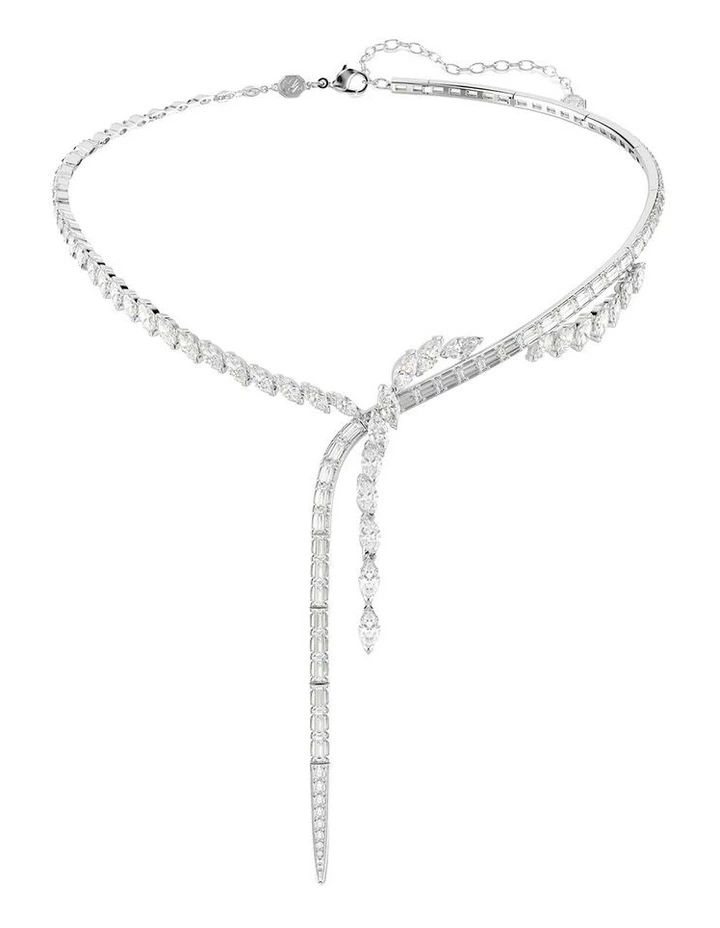 Mesmera Y necklace Mixed cuts Rhodium plated in White image 1