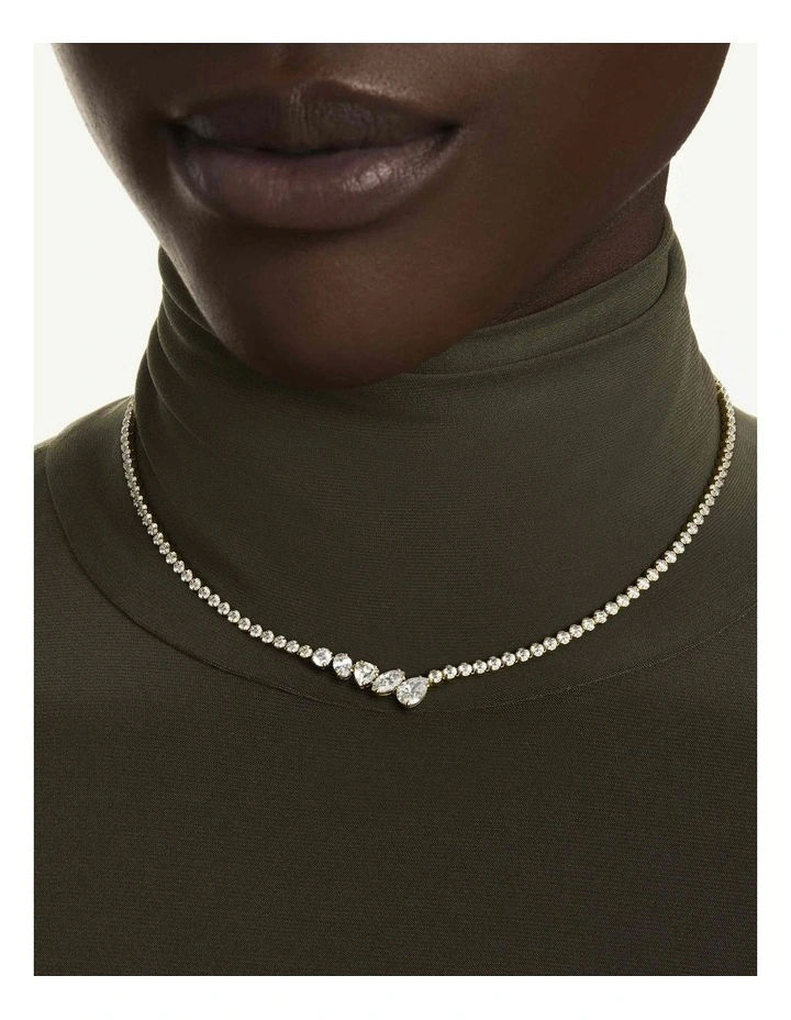 Mesmera necklace Mixed cuts 18K gold finish in White image 5