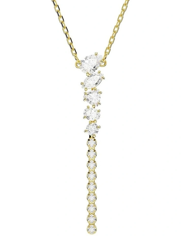 Mesmera Y necklace Mixed cuts 18K gold finish in White image 1