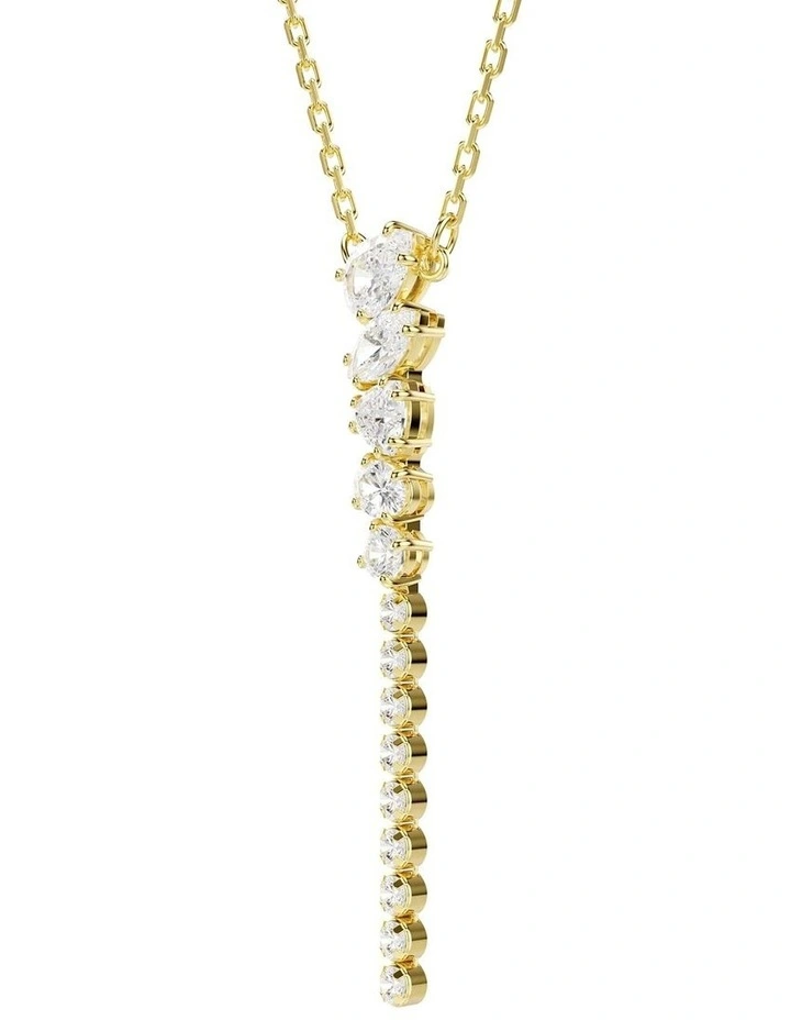 Mesmera Y necklace Mixed cuts 18K gold finish in White image 3