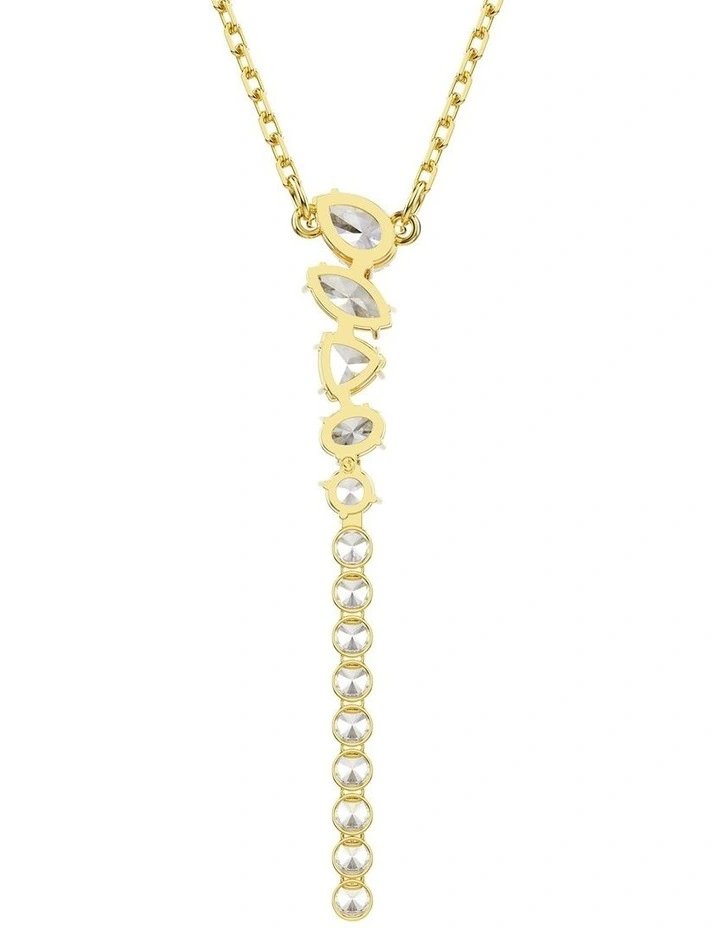 Mesmera Y necklace Mixed cuts 18K gold finish in White image 5