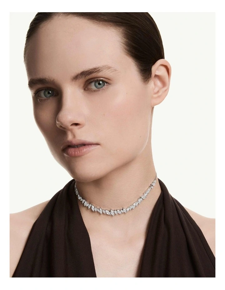 Mesmera choker Marquise cut Rhodium plated in White image 5