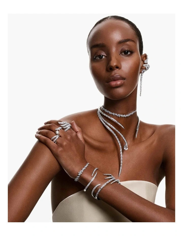 Mesmera choker Marquise cut Rhodium plated in White image 7