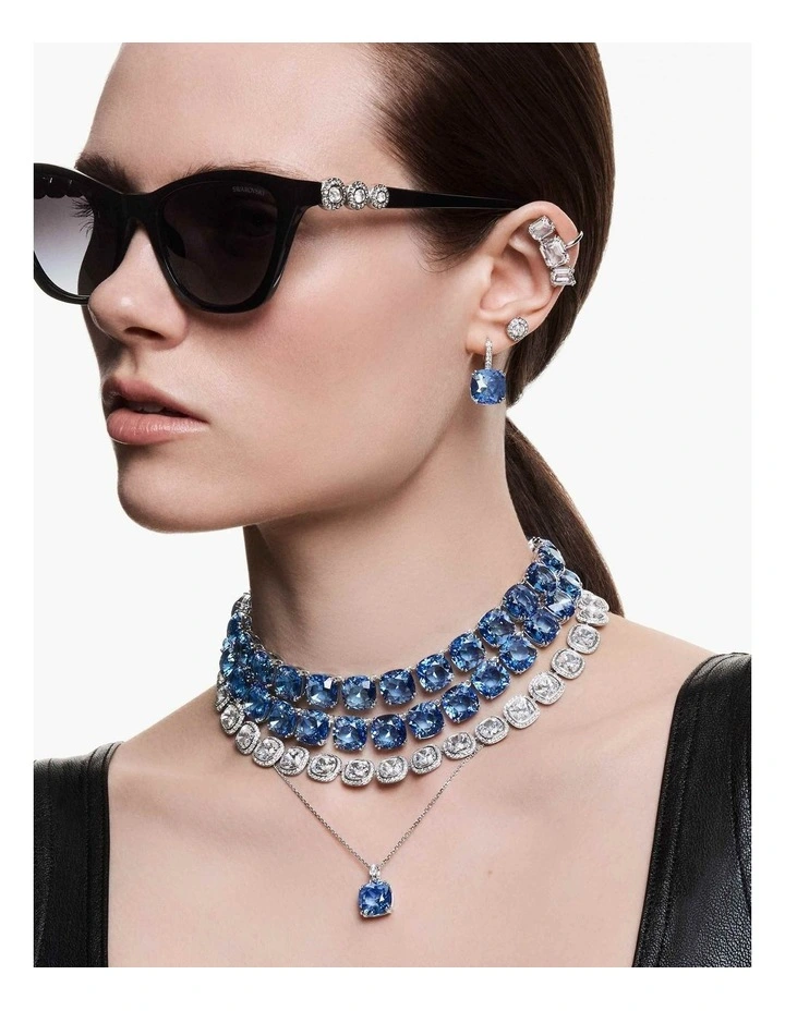 Millenia pendant Cushion cut Rhodium plated in Blue image 7