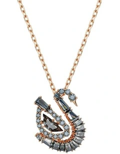 Swan pendant Mixed cuts Swan 18K rose gold finish in Black