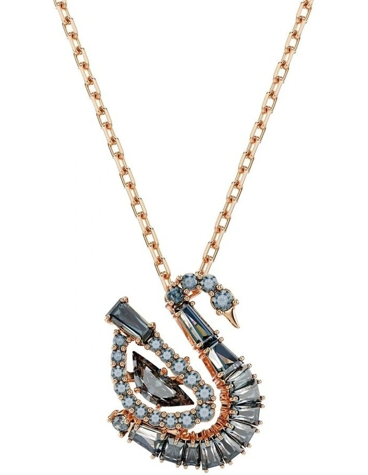 Swan pendant Mixed cuts Swan 18K rose gold finish in Black image 1