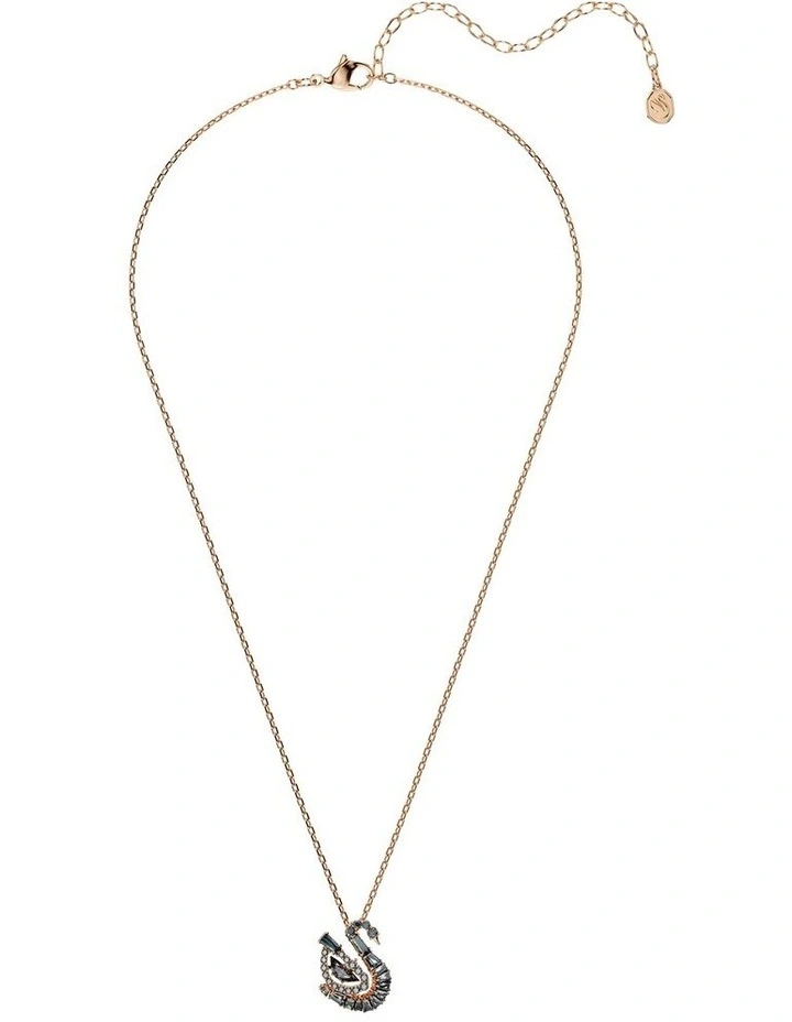 Swan pendant Mixed cuts Swan 18K rose gold finish in Black image 2