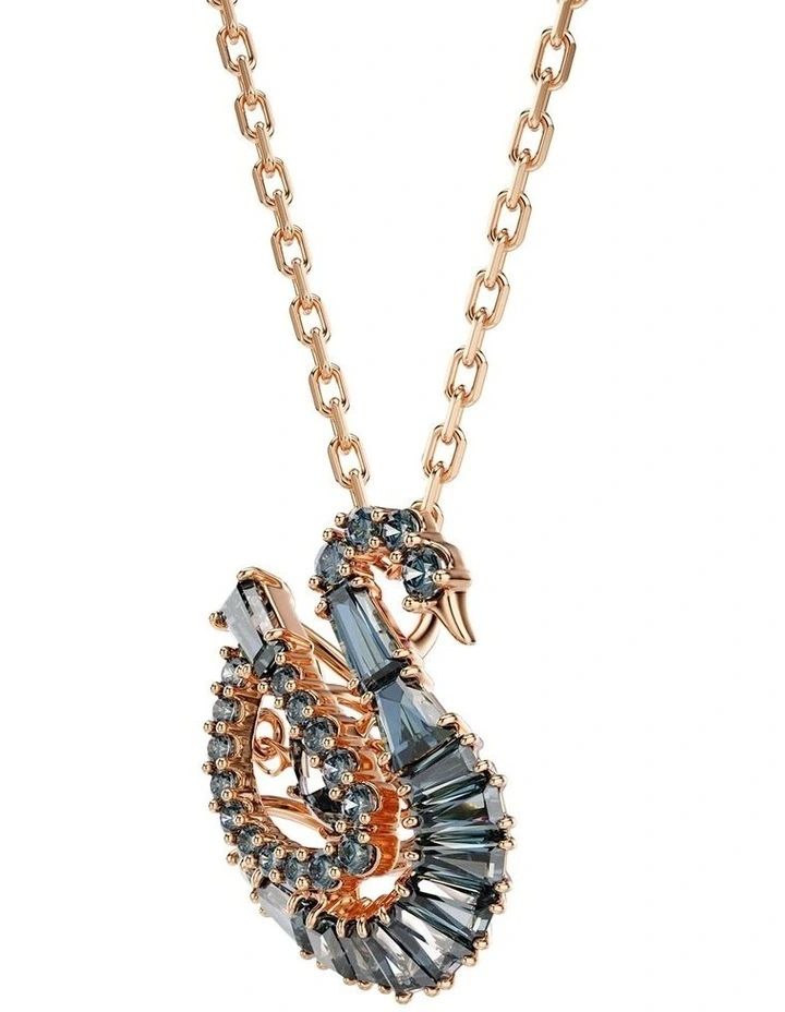 Swan pendant Mixed cuts Swan 18K rose gold finish in Black image 3