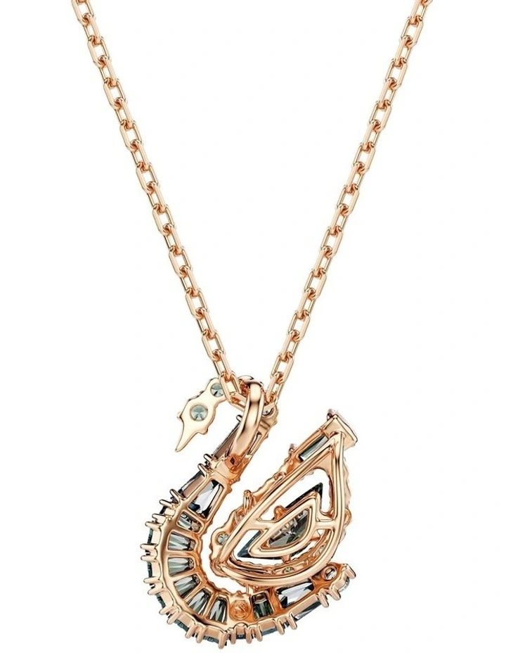 Swan pendant Mixed cuts Swan 18K rose gold finish in Black image 5