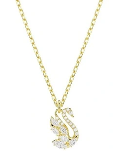 Swan pendant Mixed cuts Swan 18K gold finish in White