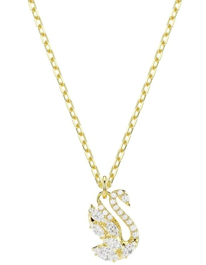 Swan pendant Mixed cuts Swan 18K gold finish in White image 1