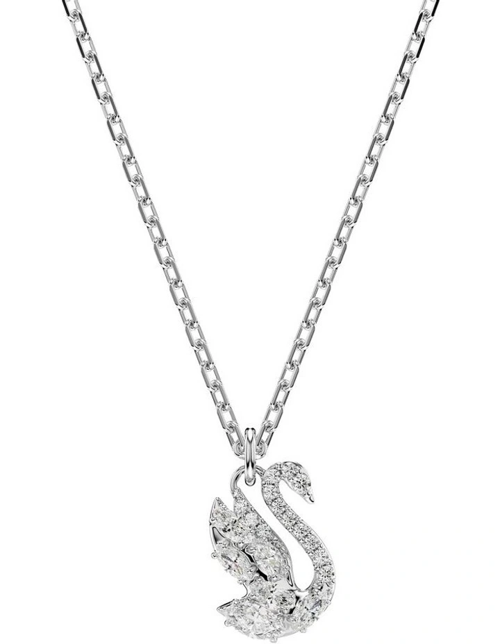Swan pendant Mixed cuts Swan Rhodium plated in White image 1