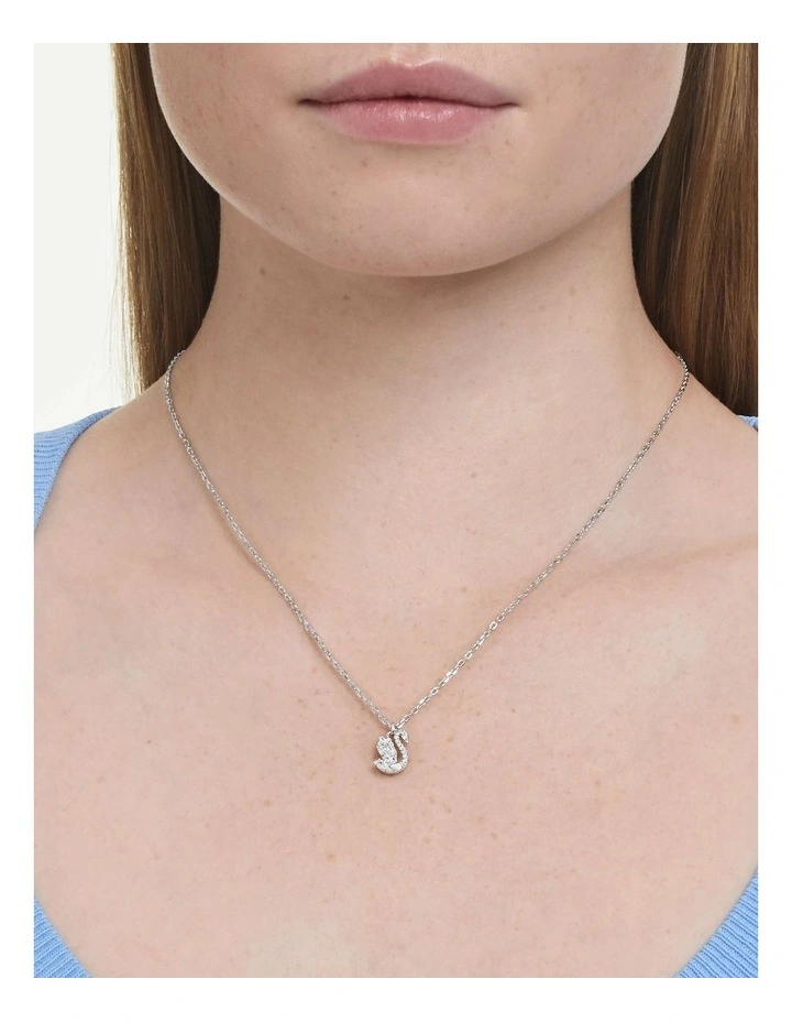 Swan pendant Mixed cuts Swan Rhodium plated in White image 6