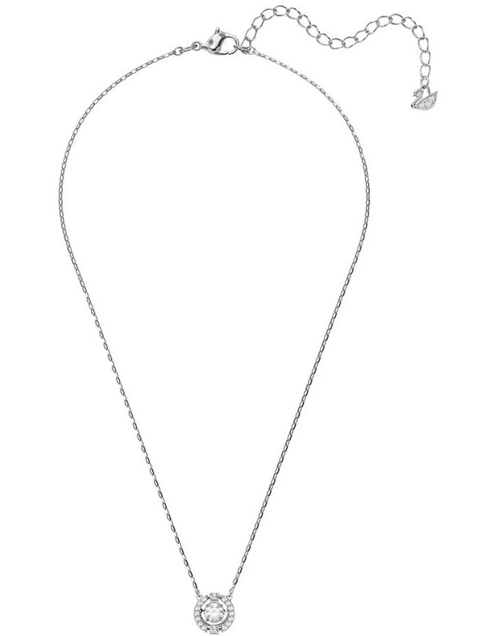 Una necklace Round cut Rhodium plated in White image 2